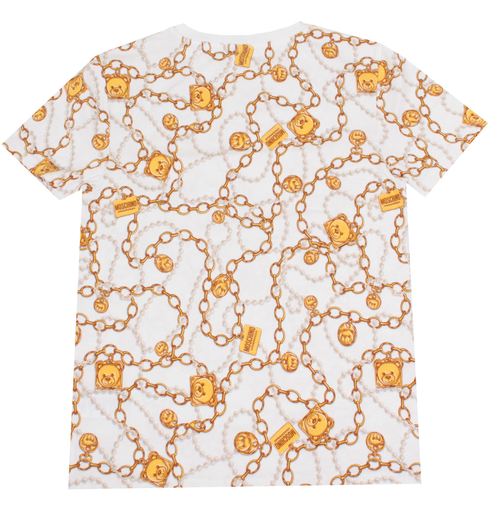 MOSCHINO UNDERWEAR Allover Chain Bear Logo Tee - White – view 2 of 2