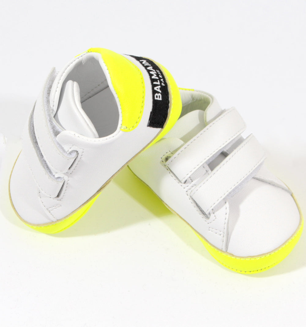 Crib Shoes With Contrast Soles - White & Yellow