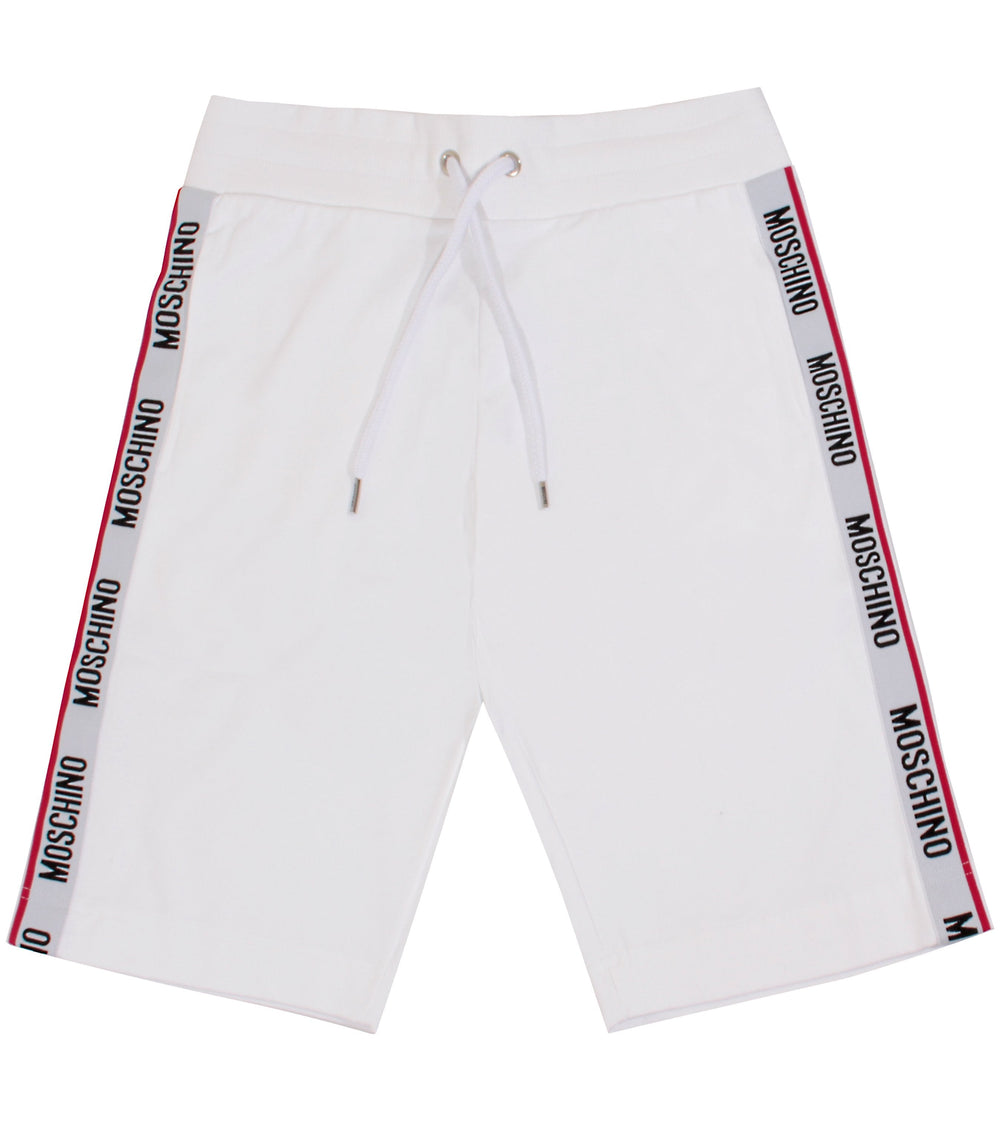 Moschino Side Stripe Logo Shorts in white – view 1 of 2