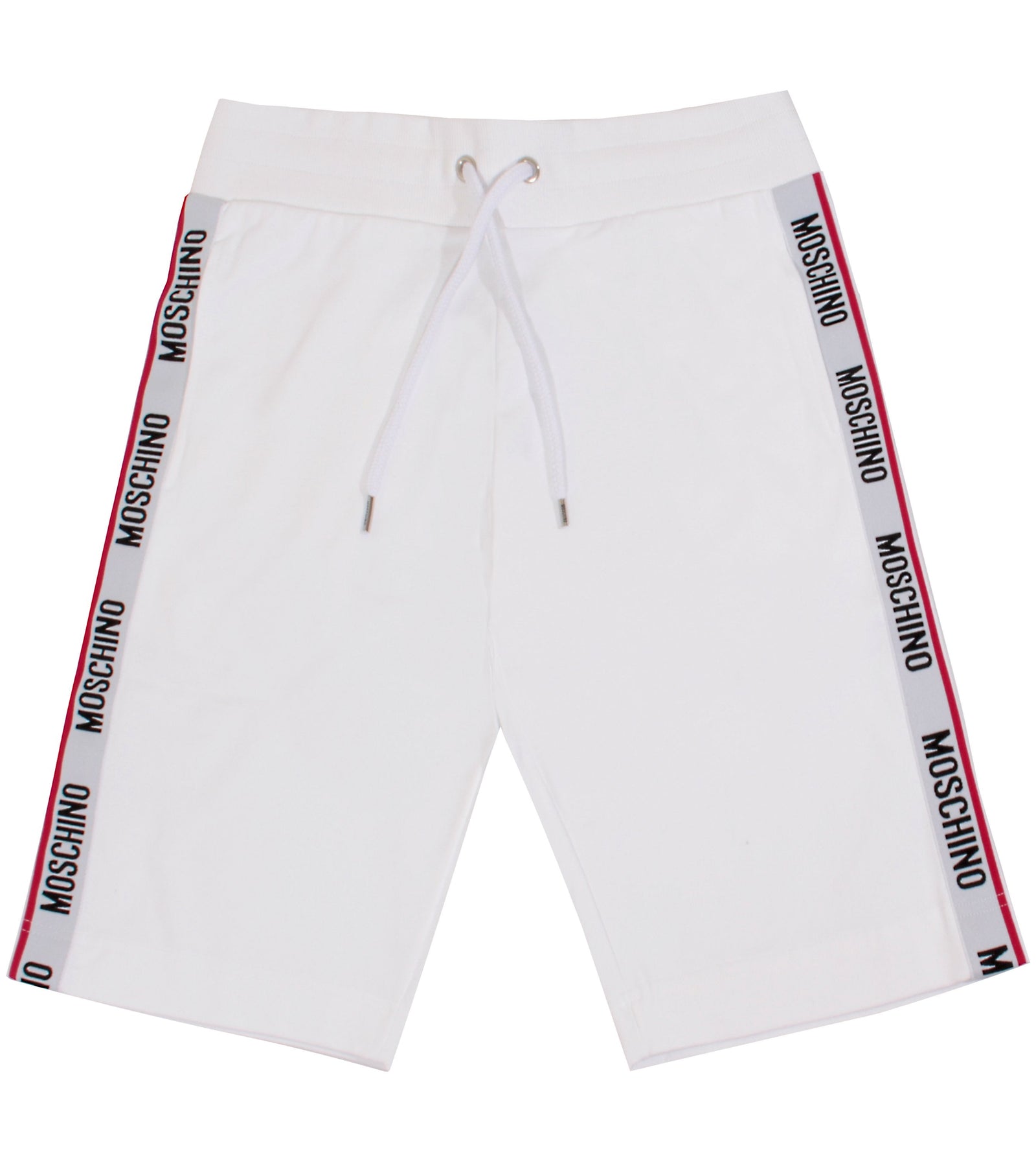 Moschino Side Stripe Logo Shorts in white – view 1 of 2