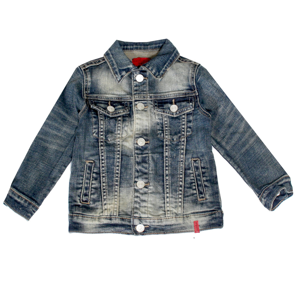 Haus of JR Kids Jeff Standard Denim Jacket in dirty indigo – view 1 of 3