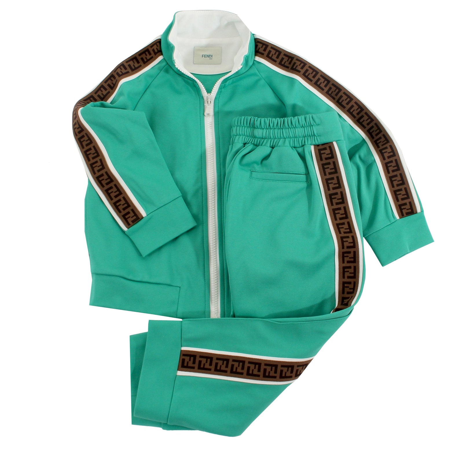 Fendi Track Jacket With Logo Detail Sleeves in green – view 2 of 3