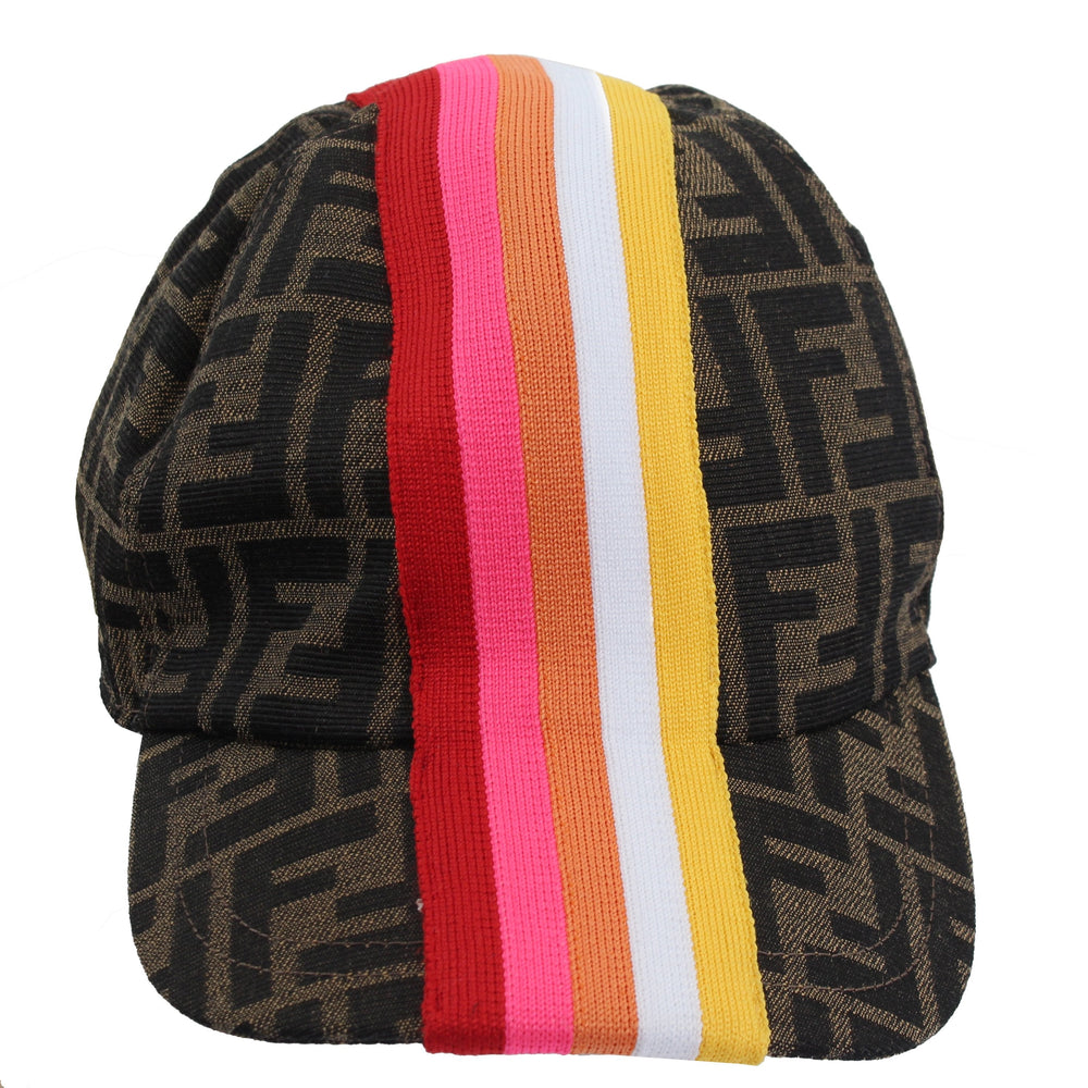 Fendi Cap With Stripes And Logo Allover in fuchsia – view 1 of 2