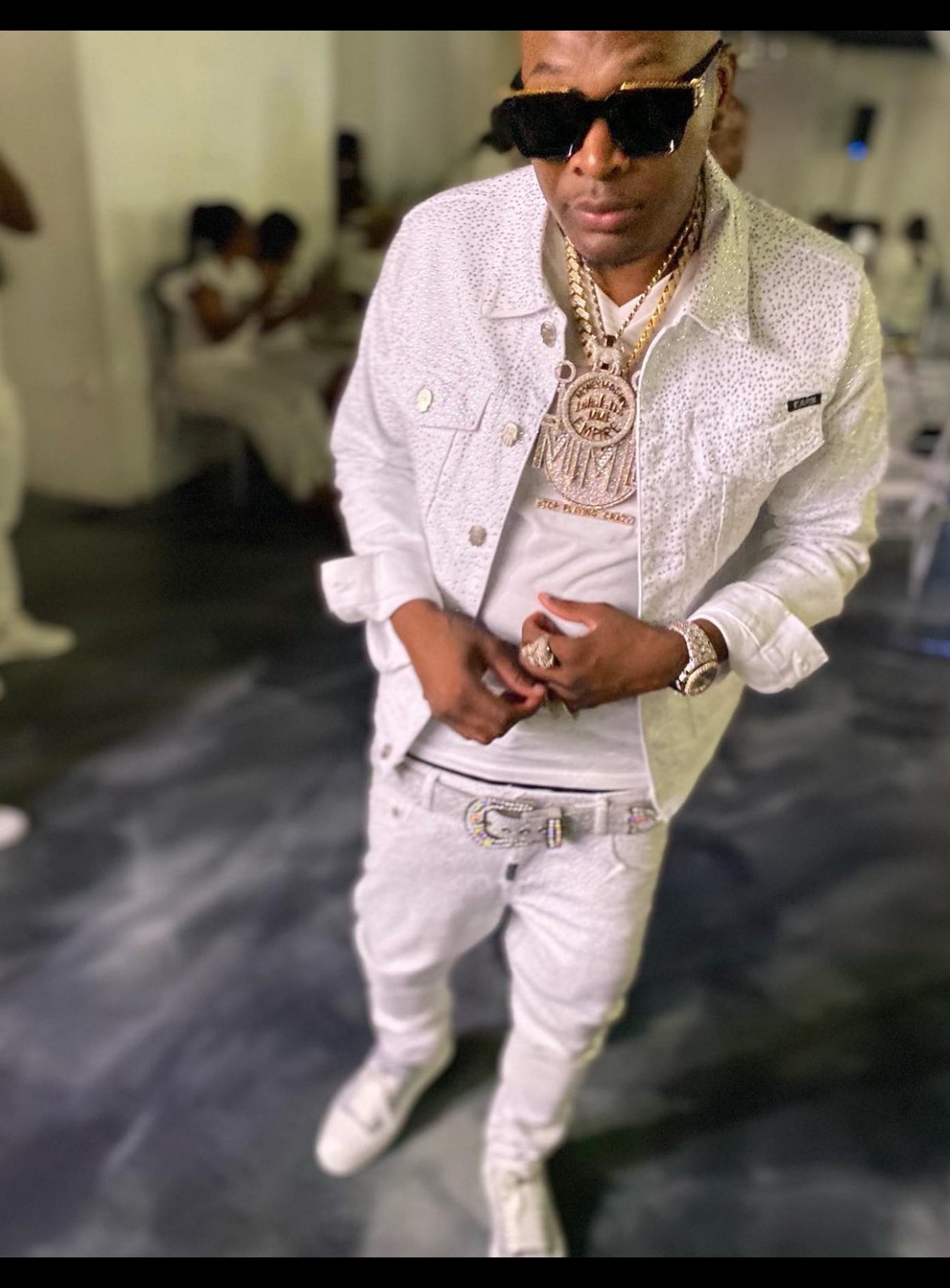 Kash Slim Fit White Denim with clear crystals – view 10 of 12