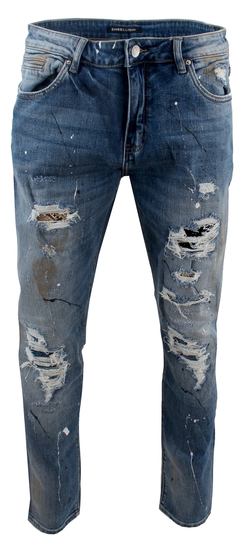 Embellish Crawley Rip & Repair Denim in indigo patchwork – view 3 of 4
