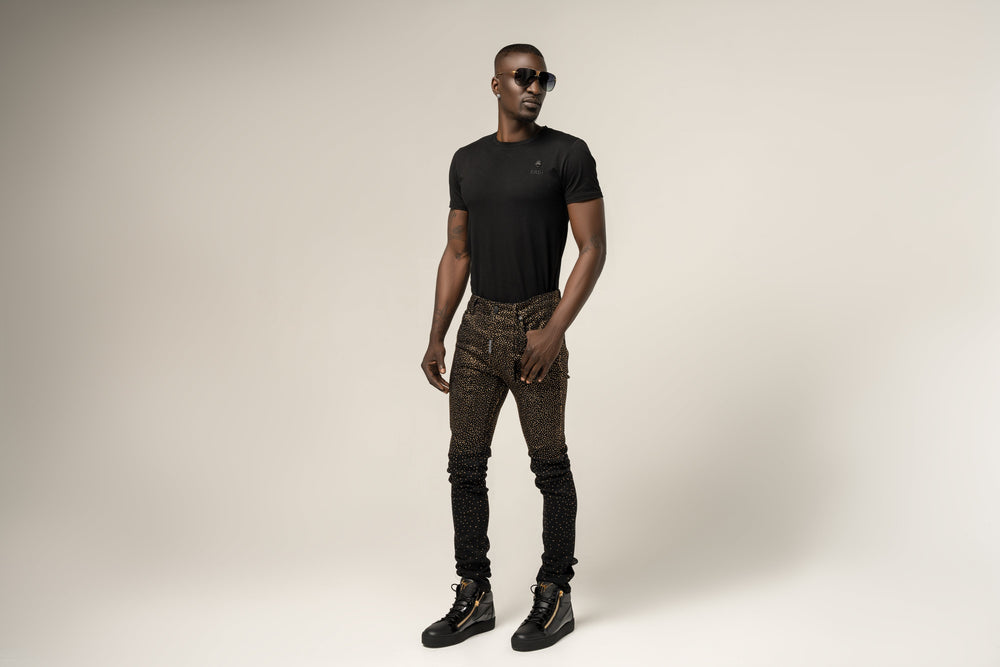 Kash Slim Fit Black Denim with gold crystals, slim black jeans – view 5 of 7
