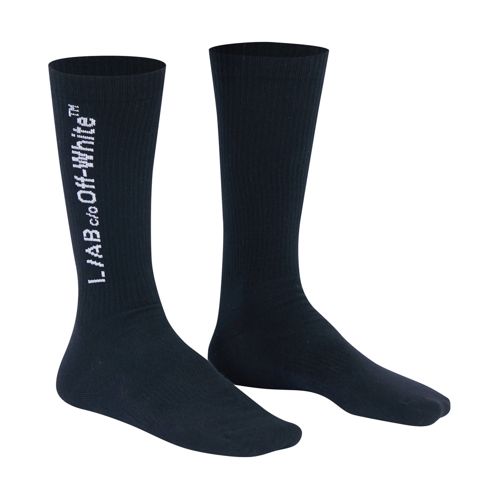 Off-White Horizontal Mid Calf Crew Socks 3-Pack – Black