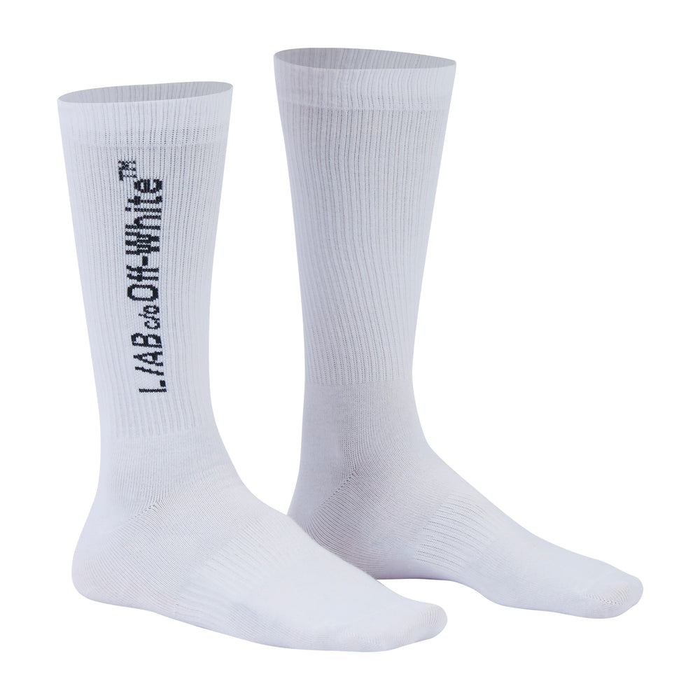 Off-White Horizontal Mid Calf Crew Socks 3-Pack – White