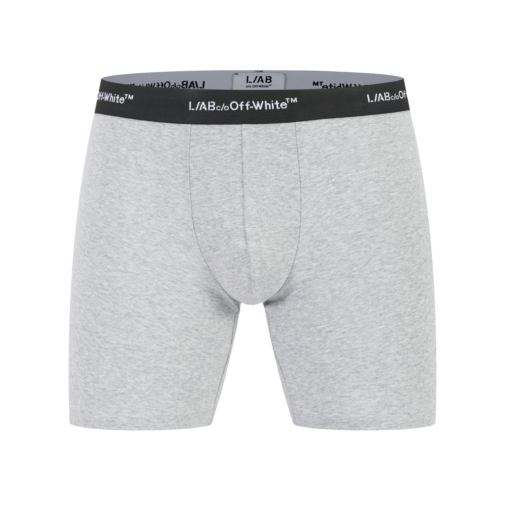 Off-White Horizontal Repeat 6" Boxer Brief 3-Pack – Black & White & Heather Grey