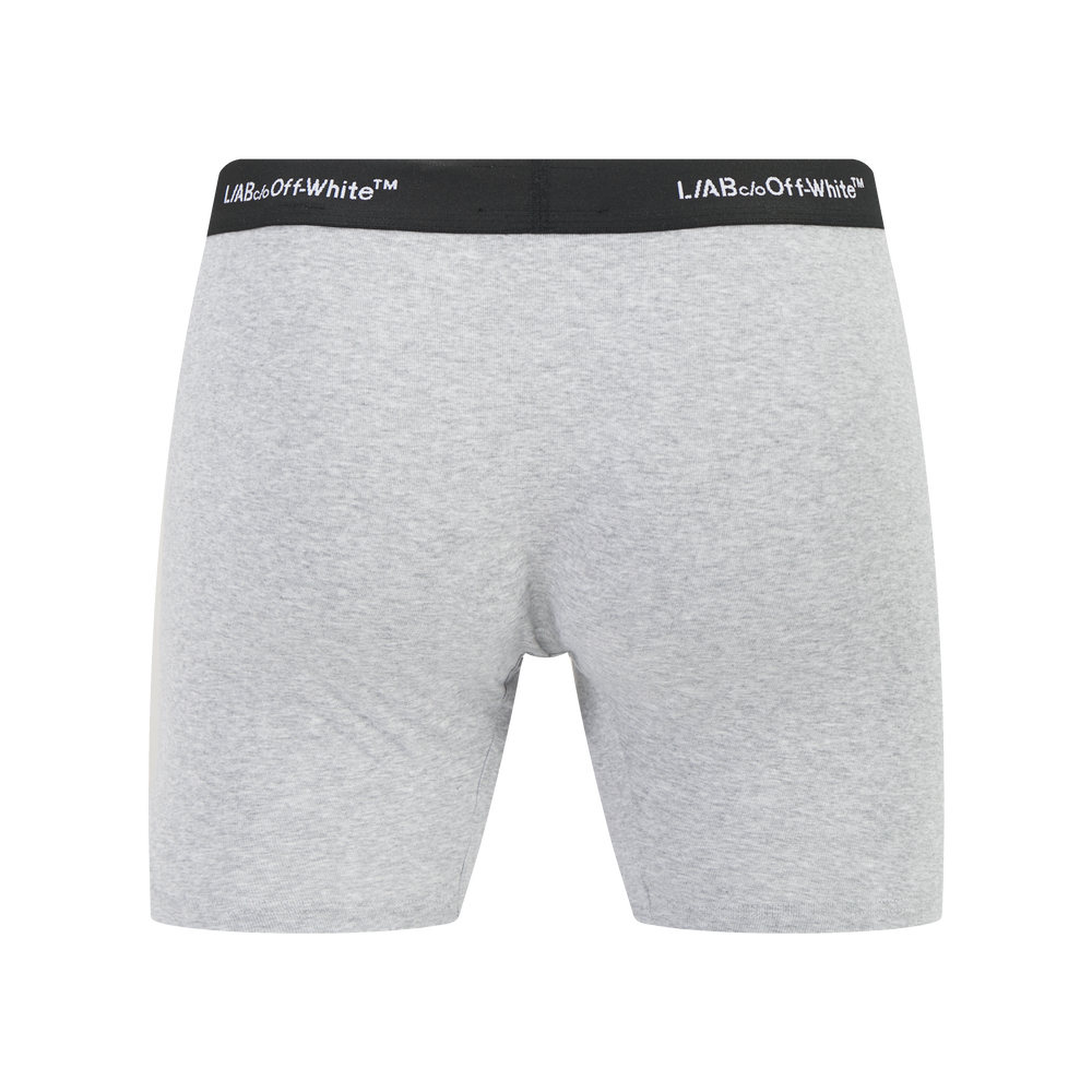 Off-White Horizontal Repeat 6" Boxer Brief 3-Pack – Black & White & Heather Grey
