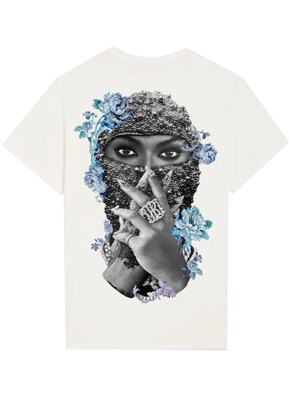 T-SHIRT WMN BLK ROSES W/ LOGO - OFF WHITE