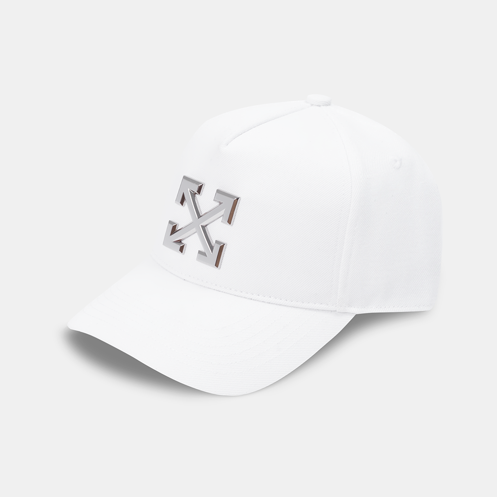 Off-White Arrows Metal Badge Pinch Front Cap – White