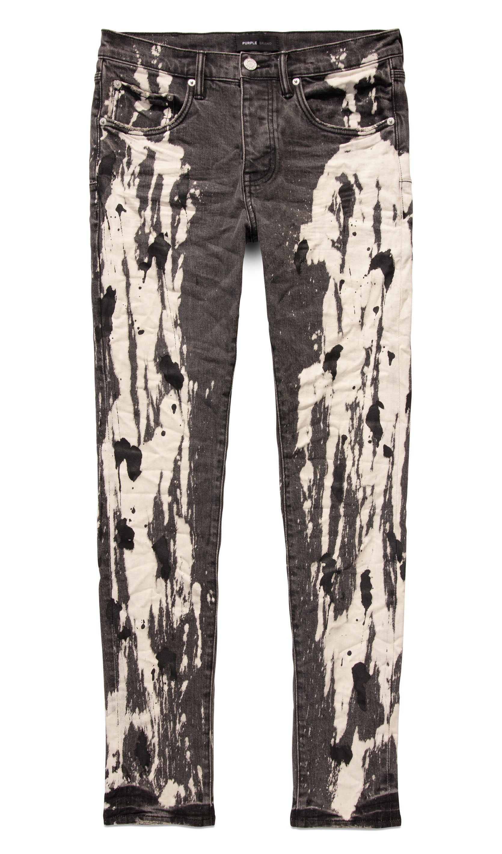 BLACK DENIM W| SPILL BLEACH PAINTT - Main Image