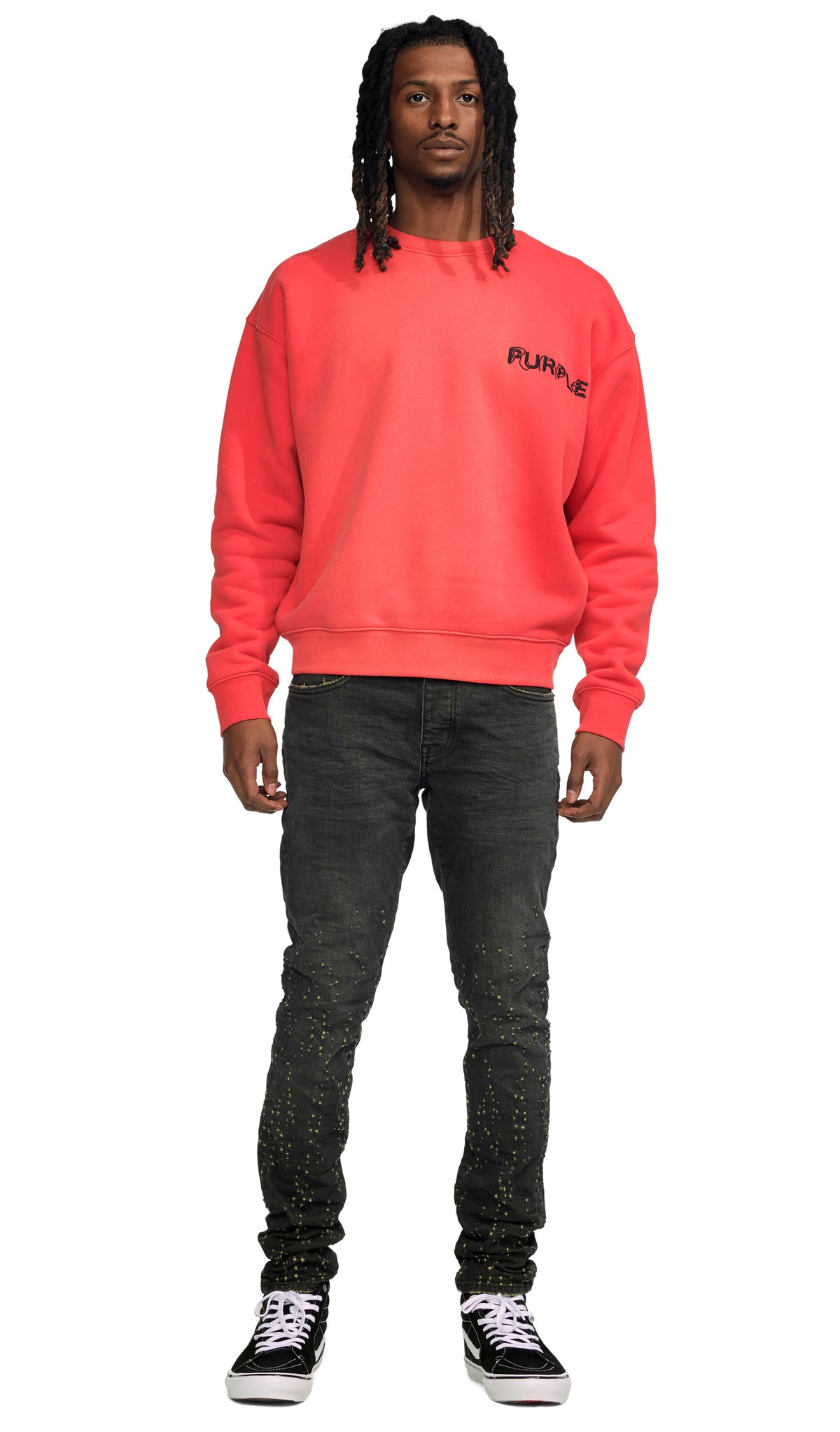 YELLOW COLOR WEFT BUCKSHOT DENIM - BLACK