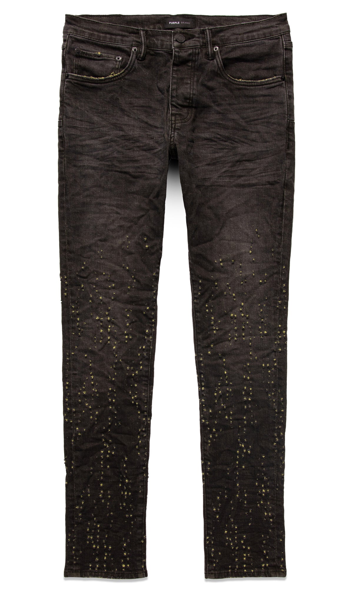 YELLOW COLOR WEFT BUCKSHOT DENIM - BLACK