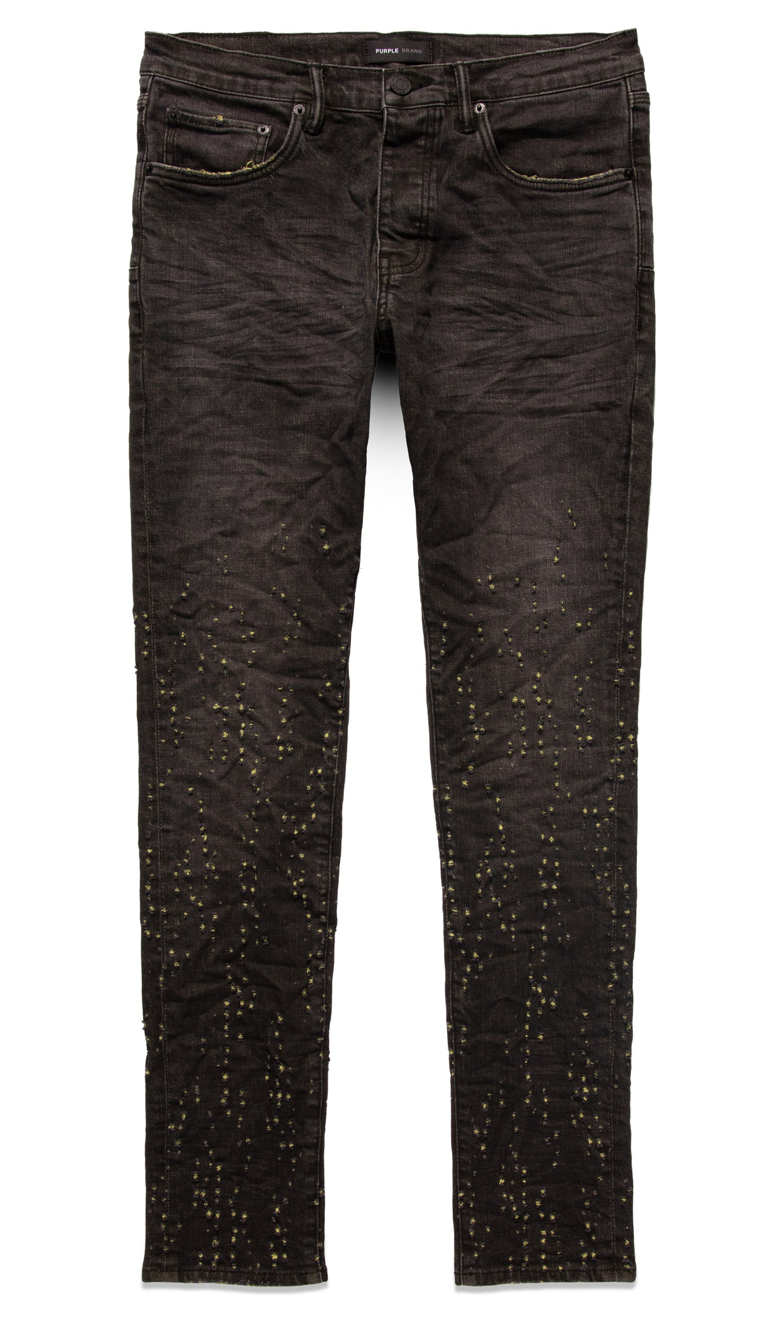 YELLOW COLOR WEFT BUCKSHOT DENIM - BLACK