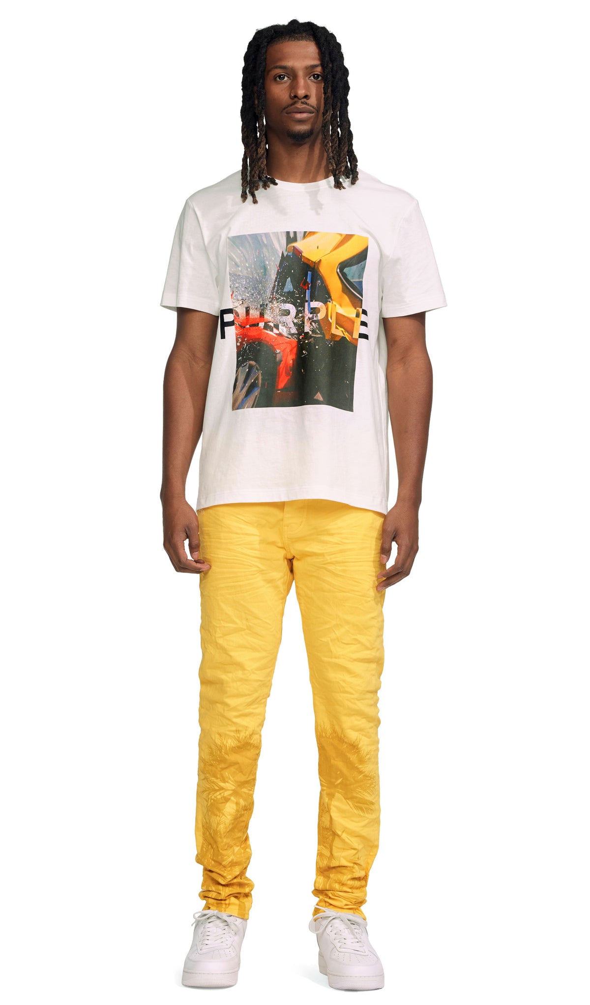 DANDELION PALMS PRINT DENIM - YELLOW