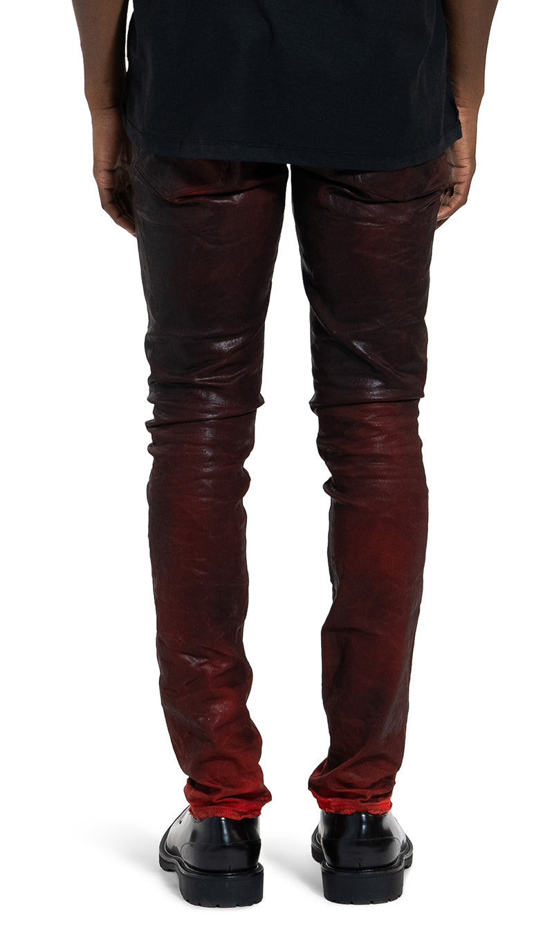 MOLTEN LAVA COLOR COATED DENIM - RED