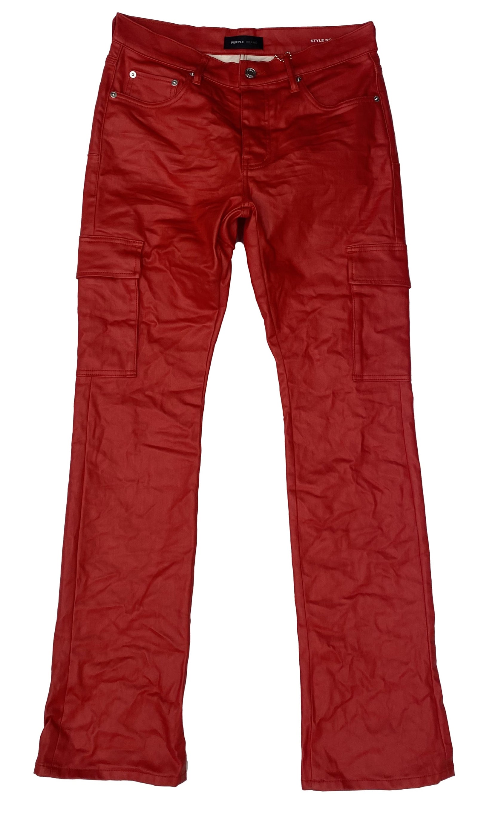 PATENT FILM CARGO FLARE DENIM - RED
