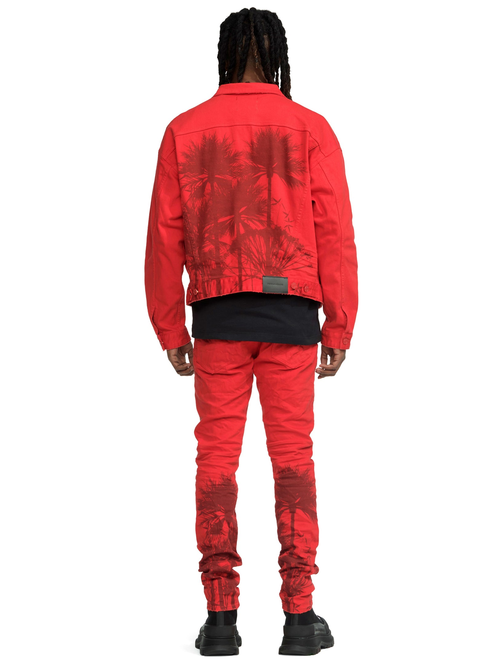 Purple Brand Molten Lava Palms Denim Jacket in red – view 3 of 4