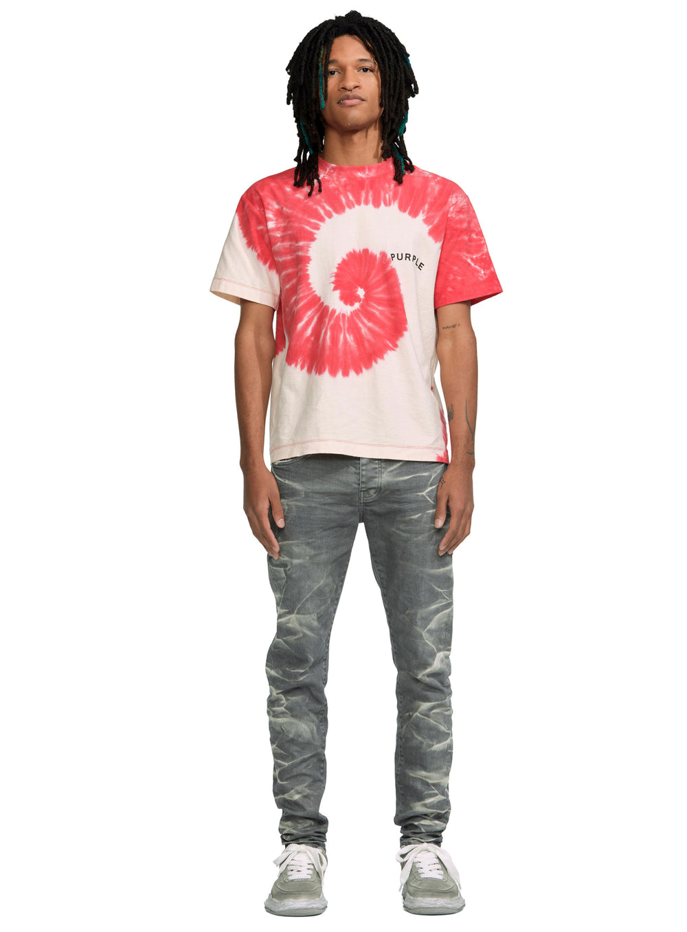 Purple Brand Textured Jersey SS Tee in red – view 2 of 3