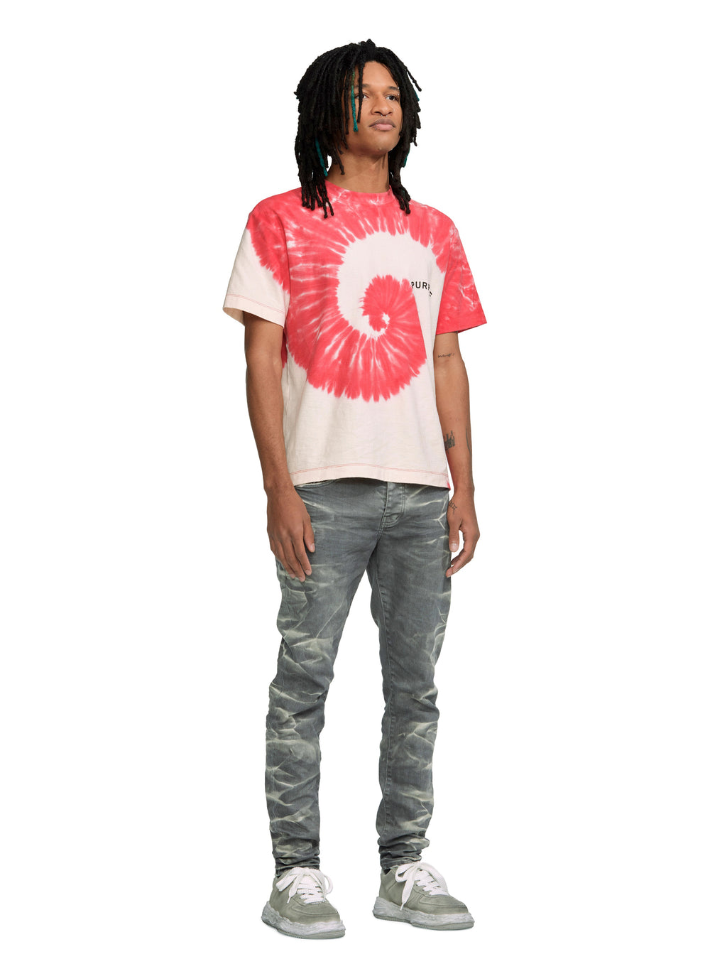Purple Brand Textured Jersey SS Tee in red – view 3 of 3