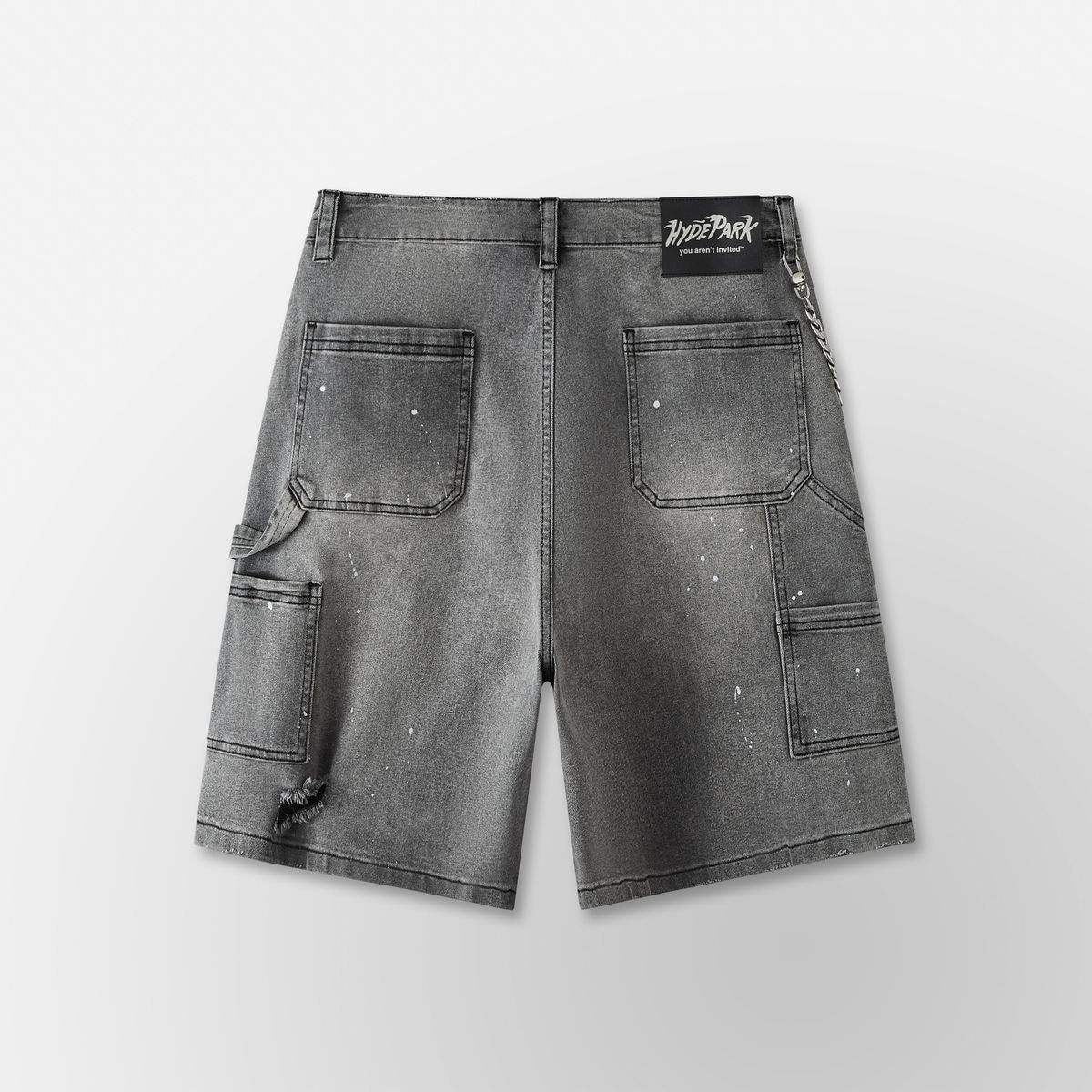 Double Knee Denim Work Shorts - Black