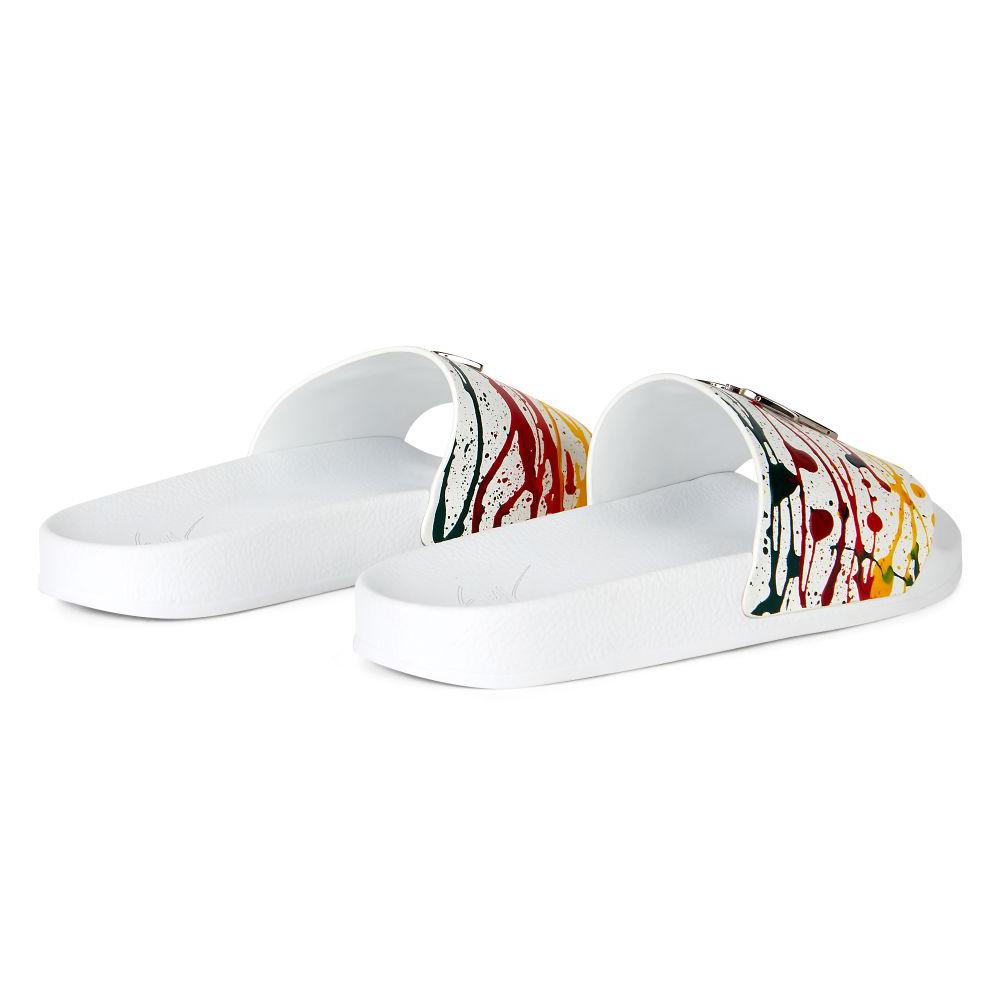 Giuseppe Zanotti Birel Paint Splatter Slides in white – view 3 of 4