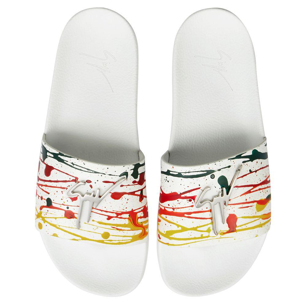 Giuseppe Zanotti Birel Paint Splatter Slides in white – view 2 of 4