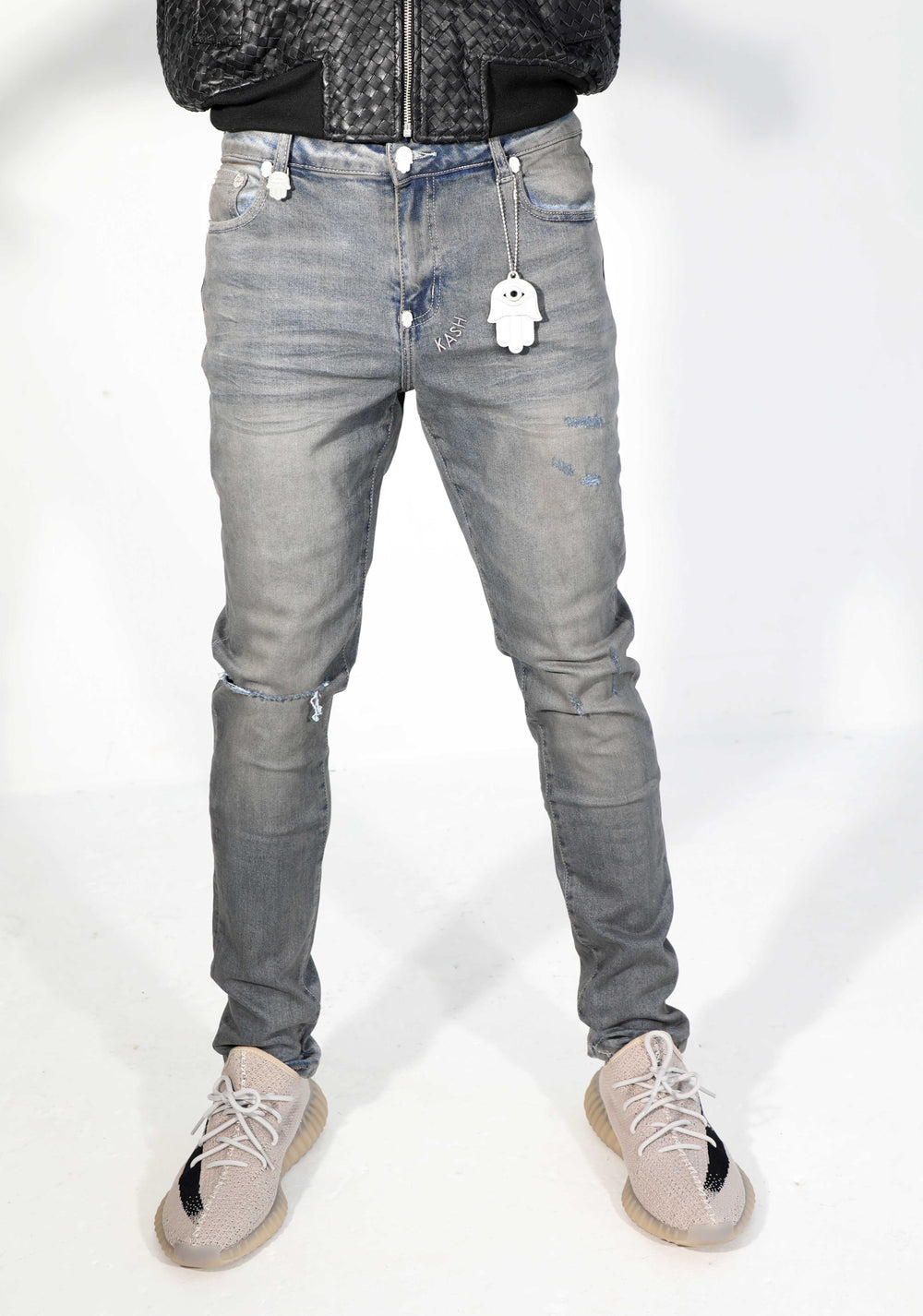 Kash Hamsa-24 skinny fit jeans in deep grey – view 2 of 5