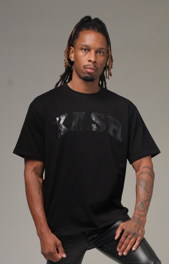 Kash Metallic Logo & Hamsa Hand Tee in black – view 2 of 10