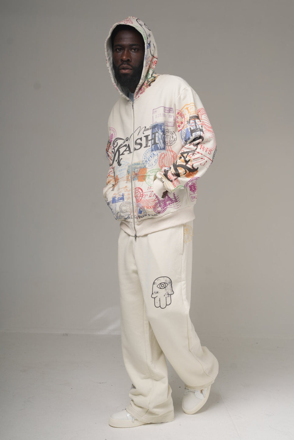 PERVERZE★ Double Hole Sweatshirt / White 1006. Sherpa Recovery 1/2 Zip - Ivory Cream/Black – ASRV