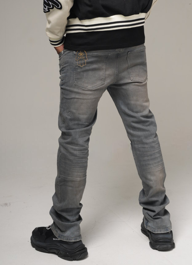 Kash Hamsa-24-S stacked fit jeans in deep grey – view 3 of 14