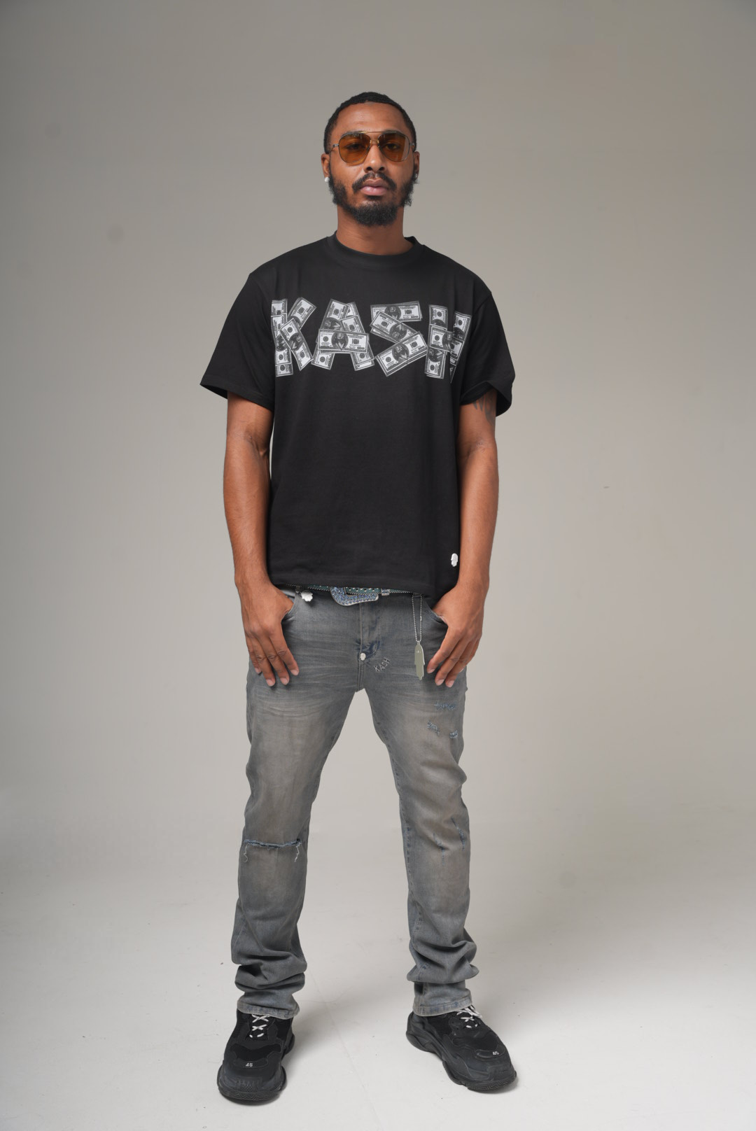 Kash Hamsa-24-S stacked fit jeans in deep grey – view 5 of 14