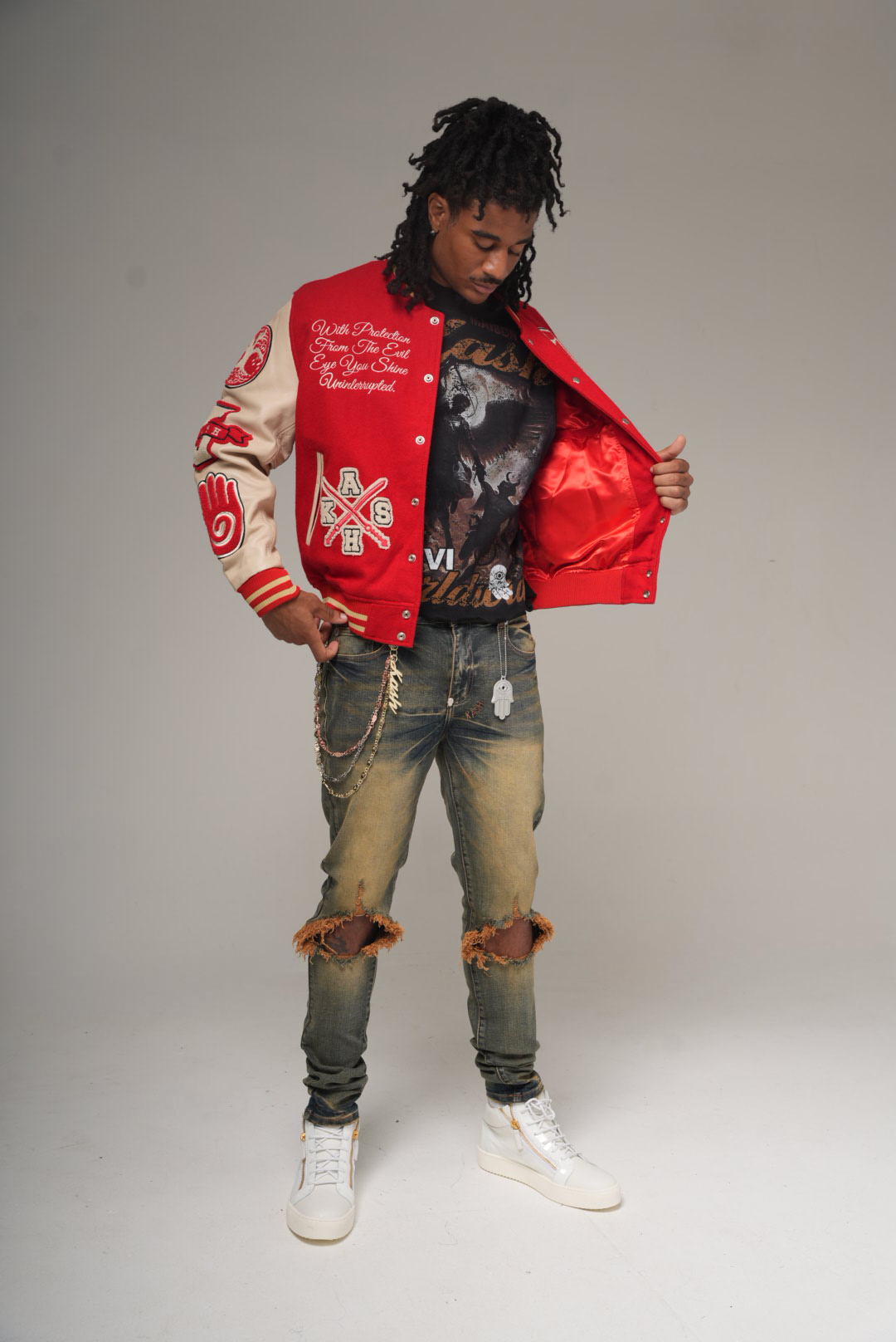 KASH Hamsa-26 SKINNY Ripped Denim - Deep Blue