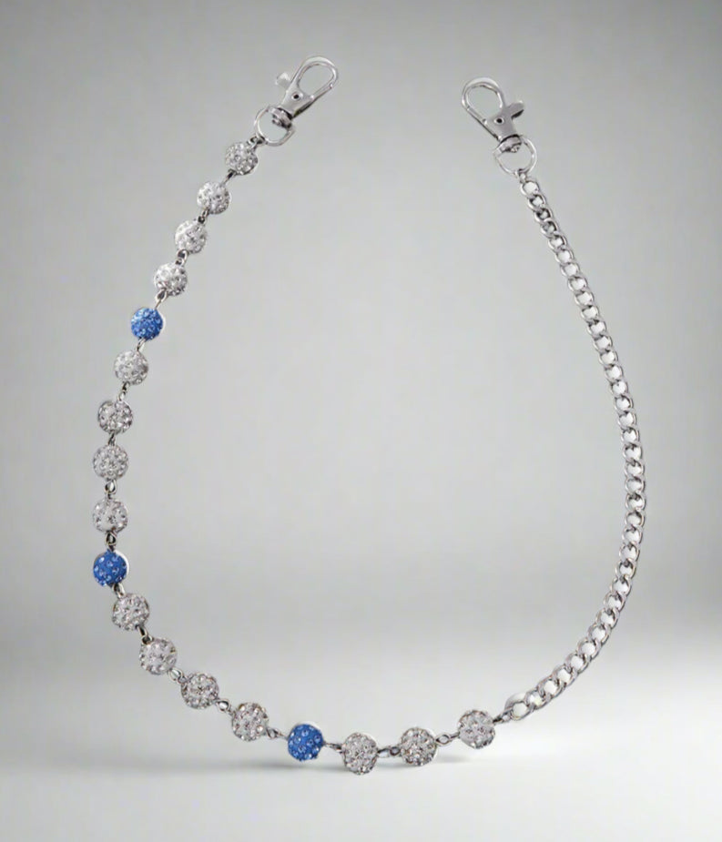 Wallet Round Ball 1Row Chains - Silver/Light Blue