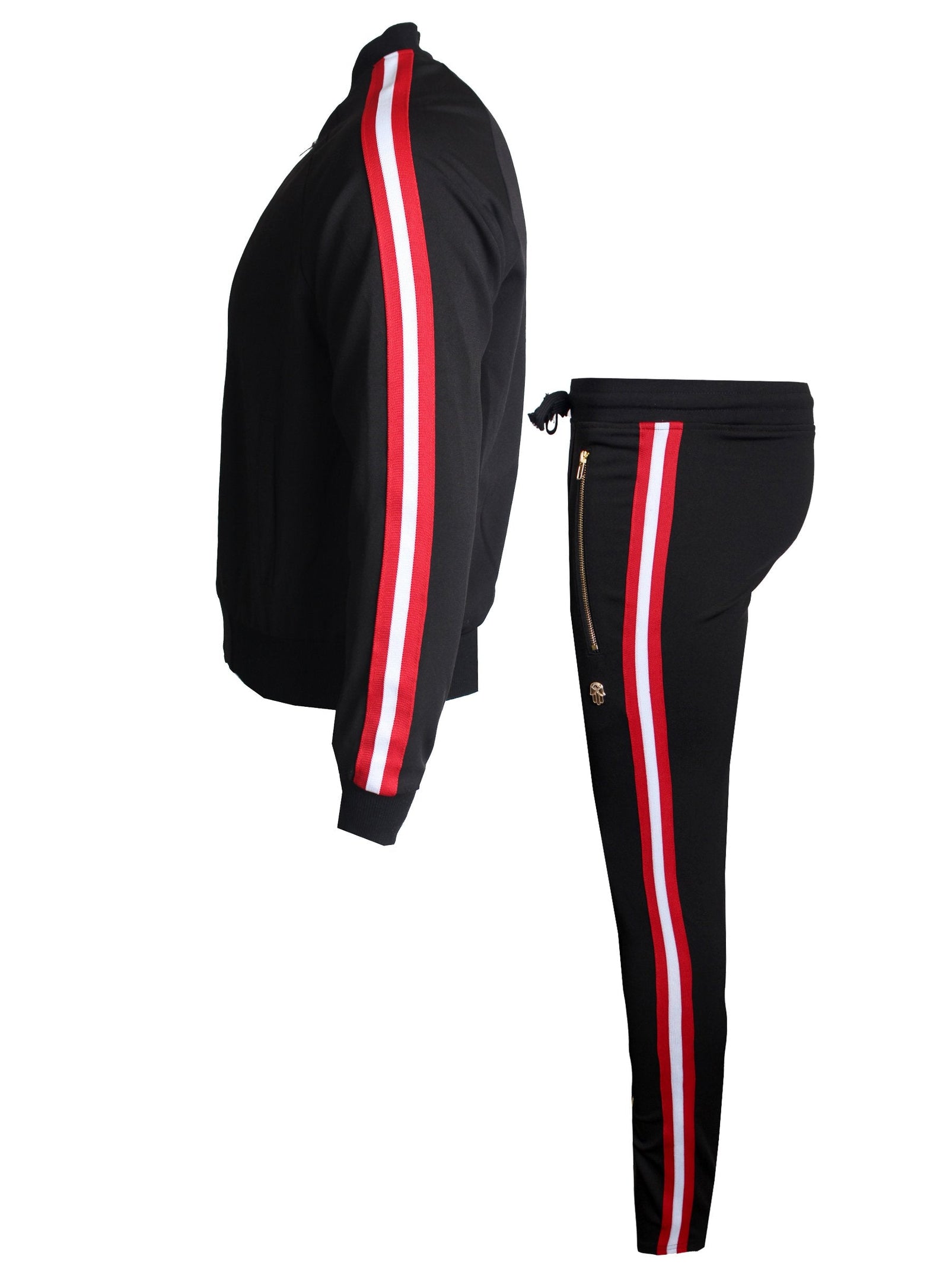 Kash men's long sleeve track jacket with side stripes in black – view 2 of 5
