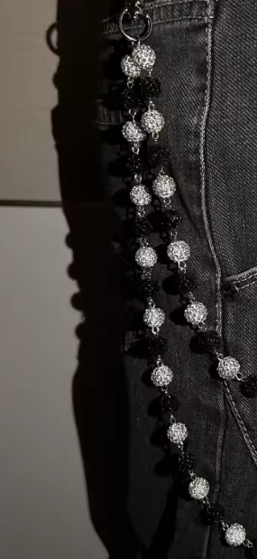 Wallet Sphere 2Row Chains - Silver/Black
