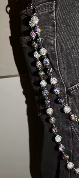 Wallet Disco Sphere Ball 2Row Chains - Silver/Multi