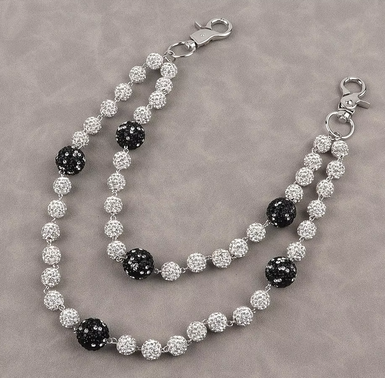 Disco Ball 2-Row Wallet Chain in silver and black – view 1 of 1