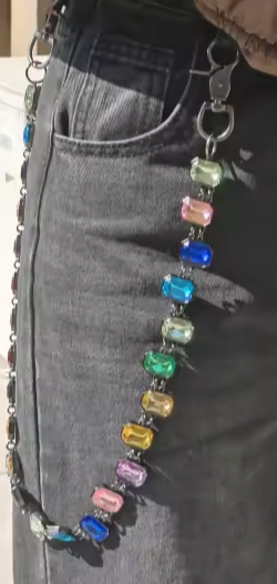 Concise Color Agate Crystal Pants Chain - Multi