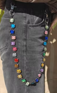 Concise Color Agate Crystal Pants Chain - Multi
