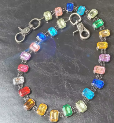 Concise Color Agate Crystal Pants Chain - Multi