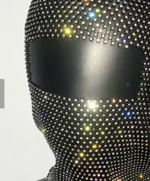 Y2K Balaclava Sparkly Diamonds Facemask - Black/Silver