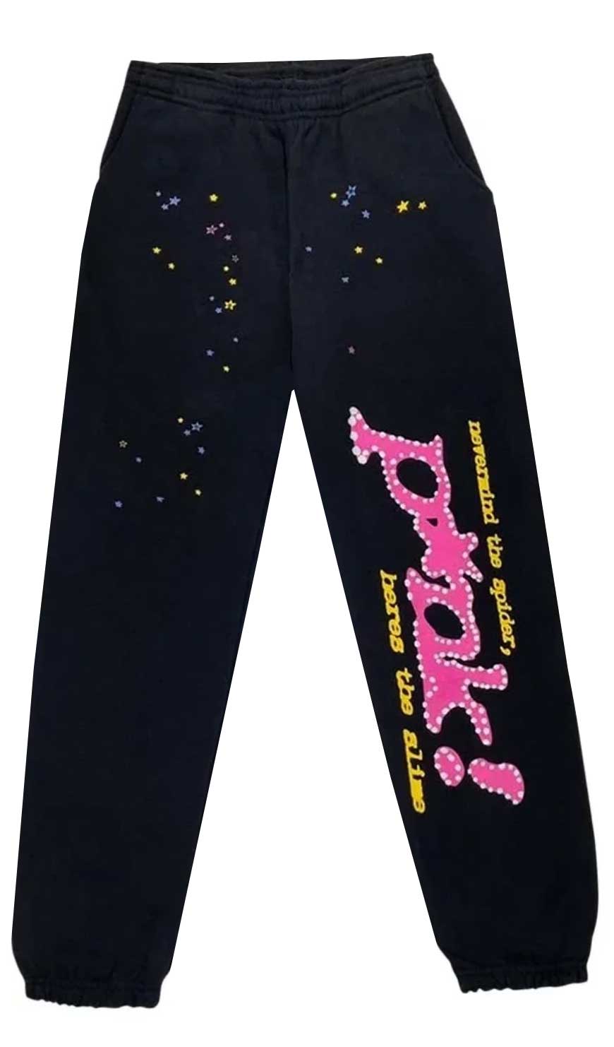 SP5DER BLACK PINK PUNK SWEATPANTS - BLACK