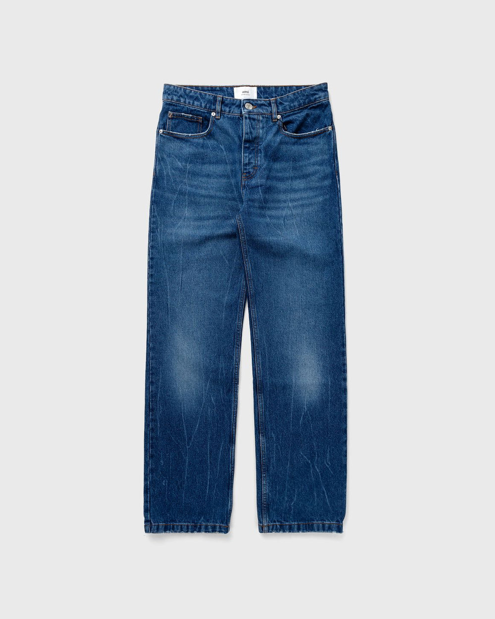 AMI Paris Straight Fit Jeans in light blue used wash – view 1 of 5