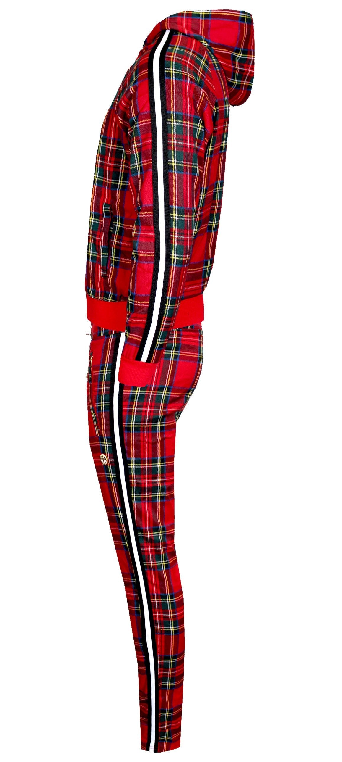 Kash Men's Plaid Track Pants in red – view 2 of 8