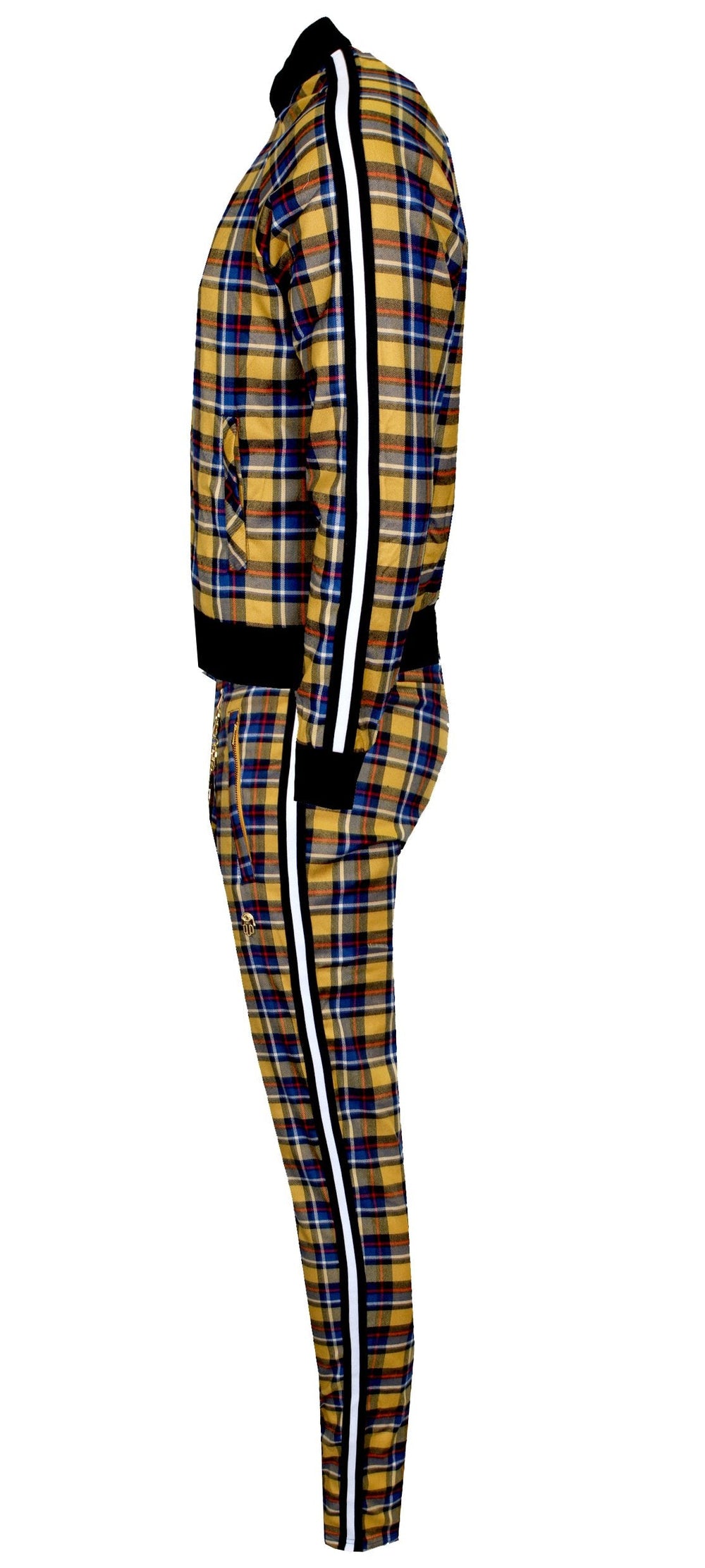 Kash men's plaid track pants from Private School Collection in gold — alternate view 2