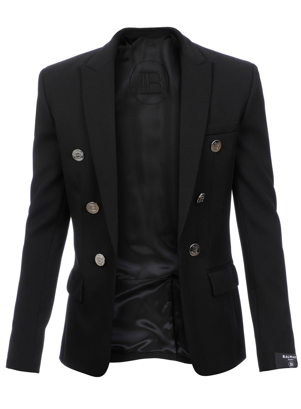 DOUBLE-BREASTED WOOL BLAZER - BLACK