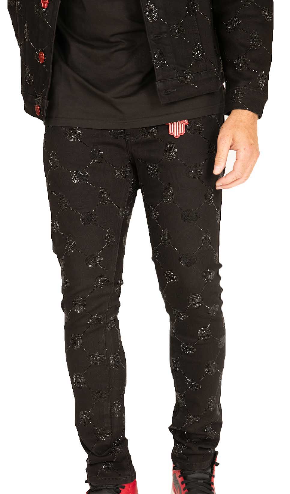 Kash Diamond Collection Argyle Stoned Pants in black – view 1 of 10